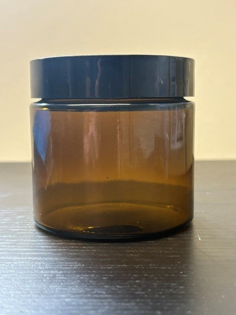 250ml Amber Glass jars with Black Lid