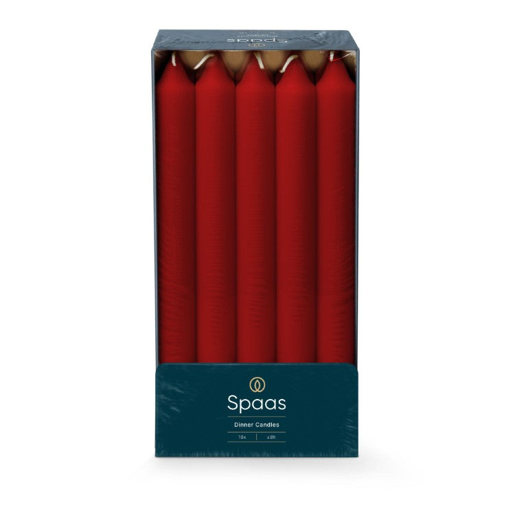 RED Dinner Candles (Spaas) 10-pack
