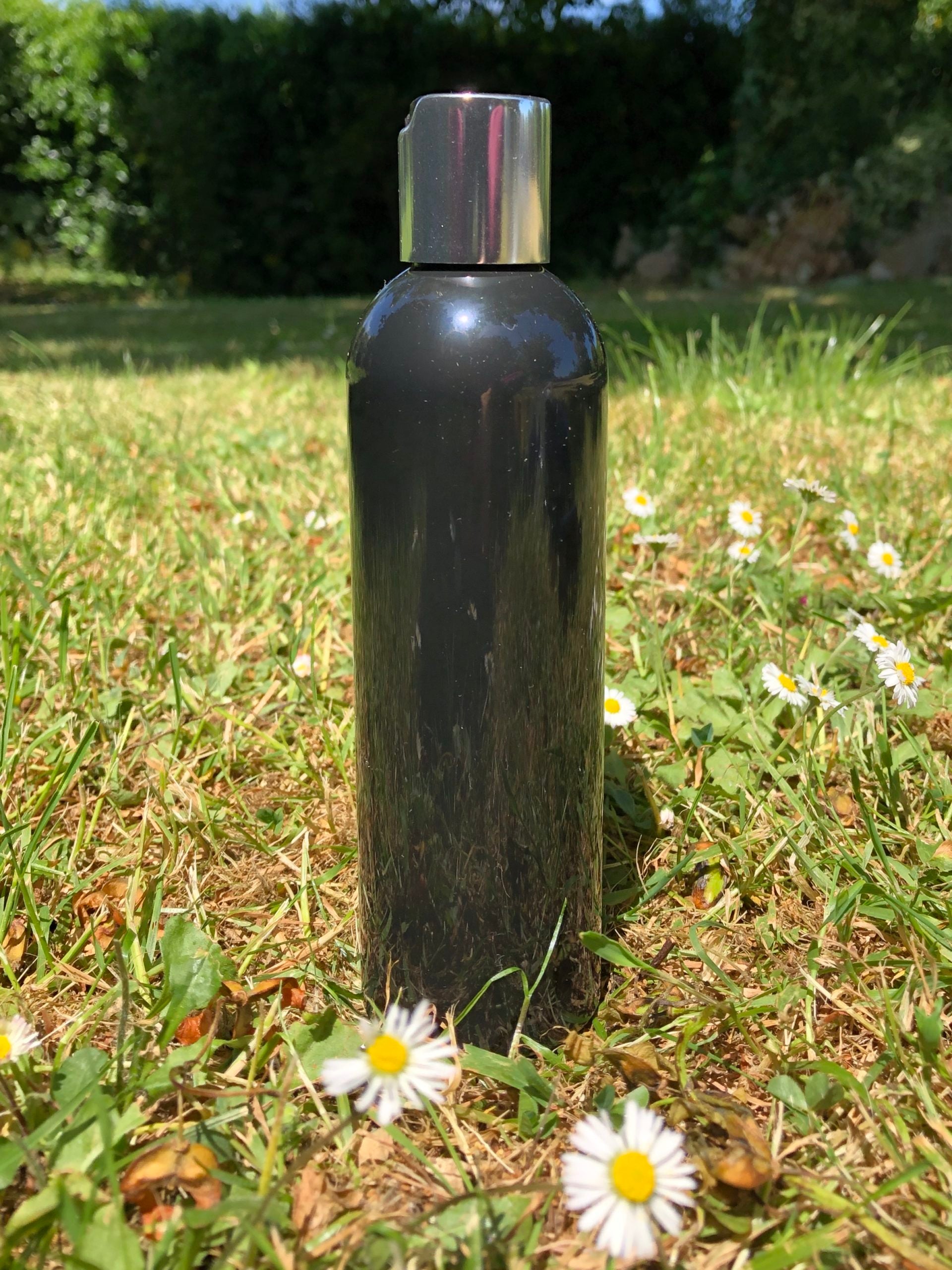 Black 250ml Tall bottle (silver collar cap)